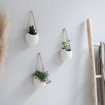 Wandvazen -Ellie- | hangende keramische bloempotten 3-delig | wanddecoratie voor kamer, balkon en tuin | wit (mat)