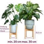 Houten plantenstandaard, set van 2 bamboe bloemenstandaard, verstelbare houten bloemenkruk, voor potten tot Ø 30,5 cm, bloempotstandaard, hoogte: 35,5 cm, plantenstandaard met pot