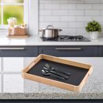 Holztablett Natur mit Magnet Boden in schwarz - 34 x 23 cm - Deko Tablett mit Kreidetafel magnetisch - Geschenk Tablett Pinnwand Memotafel Küchentafel