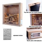 Rustikale Schattierbox aus Naturholz mit Lichtern, LED-beleuchtete Vitrine für Weinkorken und Tickets, Bierdeckel, 25,4 x 25,4 cm