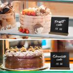 Leisteenbord, 8 stuks, klein krijtbord met rustieke houten standaard, buffet, prijskaartjes, standaard, drankkaart voor bar, café, verjaardag, bruiloft, bevat 3 stiften (stijl 1)