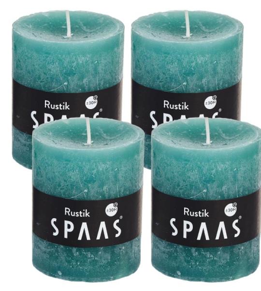 Spaas Stompkaars rustieke stomp kaars meerdere kleuren - in voordeelverpakking, mooi cadeau voor Kerstmis), rustieke look (6,8 cm Ø x 8 cm hoog, smaragd groen)