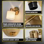 Wandlamp met schakelaar, dimbaar, wandlamp voor binnen met beige linnen kap, goud, vintage, E27, bedlampje, draaibaar voor slaapkamer, hal, woonkamer