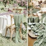 Tafelloper, 4 stuks, groene kaasdoek, tafelloper, boho-mousseline, decoratieve stof, rustieke gaas, tafelloper voor bruiloft, verjaardag, decoratie, 90 x 300 cm