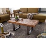 FineBuy Moderne salontafel Mango massief hout 105 x 55 x 40 cm tafel in industrieel design | salontafel met hout en metaal | salontafel rustiek