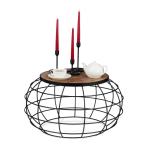 salontafel, mangohout & ijzer, rond, laag, woonkamer, industriële mandtafel, h x d: 36 x 67 cm, verschillende Kleuren: