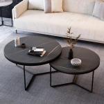 Stijlvolle marmeren top nestelen salontafel set met stevig metalen frame moderne ruimtebesparende bijzettafels voor woonkamer en slaapkamer 24 & 18 inch diameter