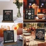 Leisteenbord, 8 stuks, klein krijtbord met rustieke houten standaard, buffet, prijskaartjes, standaard, drankkaart voor bar, café, verjaardag, bruiloft, bevat 3 stiften (stijl 1)