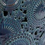 Keramische bloemenvaas met uitgesneden patronen, set van 2 16", 13" H, blauw
