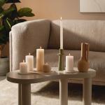 Rustieke stompkaarsen, set van 4 stuks, decoratieve huishoudelijke kaarsen, lengte brandduur 60 uur, ongeparfumeerd, natuurlijke plantenwacht, zonder palmolie, 13 x 7 cm