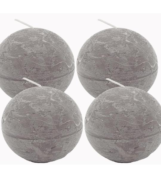 Spaas Stompkaars rustieke stomp kaars meerdere kleuren - in voordeelverpakking, mooi cadeau voor Kerstmis), rustieke look (kogelkaars Ø 8 cm, grijs)