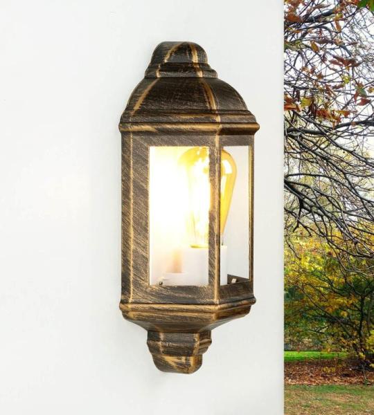 Wandlamp antiek buiten, buiten wandlamp koper, scheepslamp, IP44, E27, B:17,5 cm, buitenlamp maritiem, terrasverlichting buiten