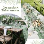 Tafelloper, 10 stuks saliegroene kaasdoek, tafelloper, boho-gaas, kaasdoek, tafelloper, rustieke doorzichtige loper, tafelkleed voor boho, bruiloft, decoratie, verjaardagsfeest, 90