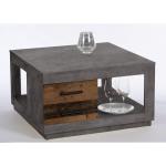 Festival Fulda Twee laden van oud hout, cement-ruime salontafel met legplank voor je woonkamer, Engineered, 80 x 46 x 80 cm
