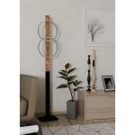 LED vloerlamp Boyal, 2-lichts staande lamp, rustieke staanlamp van gevlamd hout en zwart metaal, staanlamp voor woonkamer, warm wit, 150 cm