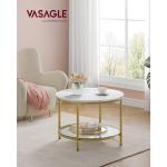 Salontafel, woonkamertafel, banktafel, voor woonkamer, met glasplaat, veel opbergruimte, eenvoudige montage, moderne stijl, marmerwit-lichtgoud LCT072W59