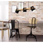 Hornwood hanglamp, 3-lichts vintage pendellamp in industrieel ontwerp, retro plafondlamp hangend van staal en hout, kleur zwart, crème, bruin, FSC-gecertificeerd, E27