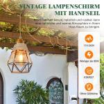 Industriële henneptouw hanglamp met stekker, E27 retro lamphouder met kabel 510 cm, vintage hanglamp kit met schakelaar, zwart metalen hanglamp lampenkap, doe-het-zelf lampbouwset