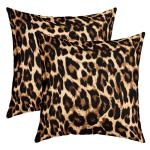 Leopard , 50 x 50 cm, set van 2 , zachte cheeta-print, kussenhoes voor slaapkamer, wilde dieren, safari, decoratieve bankkussens voor bank