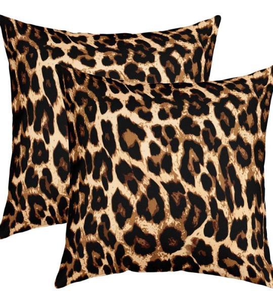 Leopard , 50 x 50 cm, set van 2 , zachte cheeta-print, kussenhoes voor slaapkamer, wilde dieren, safari, decoratieve bankkussens voor bank