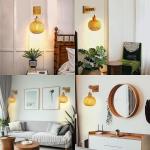 2 stuks vintage boho wandlampen, 16 RGB dimbare vintage bedlampjes, rotan bamboe lampenkap, wandbevestiging, leeslamp, rustiek touw, wandlamp, E27 voor slaapkamer, woonkamer, hal (