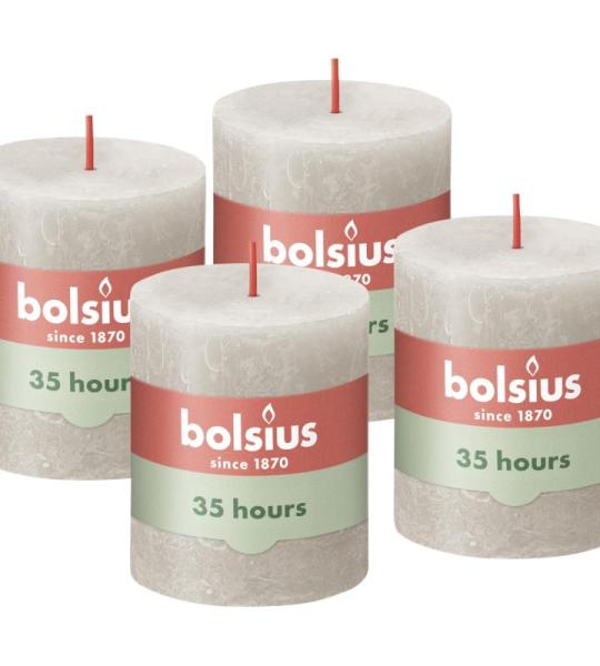 Rustik Stumpenkerzen - Anthrazit - 4 Stück - 8 x 7 cm- Dekorative Haushaltkerzen - Länge Brenndauer 35 Stunden - Unparfümierte - Natürliches Pflanzenwachs - Ohne Palmöl