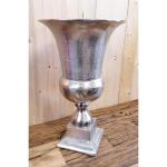 Vaas, bloemenvaas, pokalvaas, decoratieve vaas, aluminium, zilver, groot, voor kunstbloemen en pampasgras, 49 cm