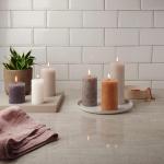 Rustieke stompkaarsen, antraciet, set van 4 stuks, lengte brandduur 60 uur, ongeparfumeerd, natuurlijke plantenwacht, zonder palmolie, 13 x 7 cm