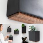 Alma Wandvazen, moderne hangende bloempotten voor aan de muur, 3-delige plantenpotset van hoogwaardig hars voor kamerplanten, kunstplanten, bloemen enz., zwart