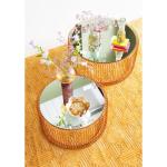 Design salontafel draad, koper, set van 2, rond, spiegelend tafelblad, moderne glazen tafel, grote bijzettafel, koffietafel, nachtkastje, 60/70 cm diameter