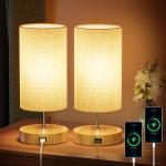 Bedlampjes, set van 2, bedlampje, dimbaar, met geheugenfunctie, USB-aansluiting, 3 kleurtemperaturen en traploze helderheid, tafellampen, geschikt voor slaapkamer, woonkamer, kanto