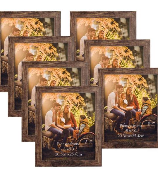 Rustieke fotolijst, 20 x 25 cm, set van 7, wand- en tafelfotolijst, geschikt voor slaapkamer, woonkamer, kantoor of hal