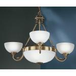 Savoy hanglamp met 5 fittingen, vintage, rustieke hanglamp van gepolijst gebruind metaal met wit gesatineerd glas, hangende eettafellamp, woonkamerlamp met E14- en E27-fittingen