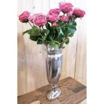 Vaas, bloemenvaas, pokalvaas, decoratieve vaas, aluminium, zilver, ovaal, groot, voor kunstbloemen en pampasgras, 53 cm
