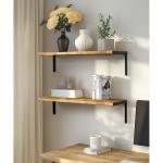 Wandrek, hout, set van 2, metalen planken, , lang, wandrek, natuur, decoratie, opbergplanken voor keuken, slaapkamer, woonkamer, badkamer, 60 cm
