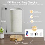 Bedlampjes, set van 2, bedlampje, dimbaar, met geheugenfunctie, USB-aansluiting, 3 kleurtemperaturen en traploze helderheid, tafellampen, geschikt voor slaapkamer, woonkamer, kanto
