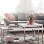 FineBuy Salontafel, set van 2, hout/metaal, rechthoekig, modern, bijzettafel, 2-delig, design woonkamertafel, houten tafel, bijzettafels
