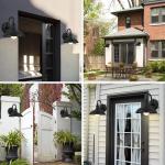 2 stuks zwanenhals schuren met schemeringssensor, zwart kleur vintage industriële metalen wandverlichting voor toegangsdeur, garage, terras, buitenmuur, boerderij excl. 1 E27-lamp