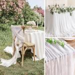 Tafelloper, 4 stuks blauwe kaasdoek, tafelloper, boho-mousseline, decoratieve stof, rustieke gaas, tafelloper voor bruiloft, verjaardag, decoratie, 90 x 300 cm
