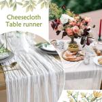 Tafelloper, 6 stuks witte kaasdoek, tafelloper, boho-gaas, kaasdoek, tafelloper, rustieke doorzichtige loper, tafelkleed voor boho, bruiloft, decoratie, verjaardagsfeest, 90 x 300 