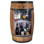 Houten vat huisbar met LED-verlichting - wijnkast in retro stijl - wijnvat bar - houten rek - houten bar 80 cm hoog - naaldhout - vatbare statafel en flessenstandaard (wengé)