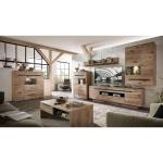Bellano Moderne vitrinekast met ledverlichting en veel opbergruimte, hout, Viking eiken/grafiet, vitrine 90 cm