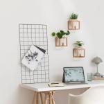 Lille Wandvazen, hangende bloempotten in echt houten frame, 3-delige bloempotset van keramiek en hout voor muur, tafel en meer, natuurbruin