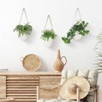 Hangende bloempotten, set van 3 stuks, keramische hanglampen, wandvazen voor planten, hangende bloempotten voor binnen, wandplantenhouder, Scandinavische decoratie, wanddecoratie v