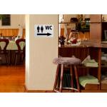 WC-toilettenset voor dames en heren, bordje, weerbestendig, toiletbord, deurbordje, foliebord, D = 148 mm, waarschuwingsborden, neutraal grijs (2 wc-heren + dames + pijl rechts gri