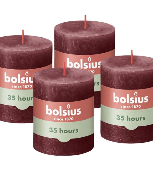 Rustik Stumpenkerzen - Taupe - 4 Stück - 8 x 7 cm - Länge Brenndauer 35 Stunden - Unparfümierte - Natürliches Pflanzenwachs - Ohne Palmöl