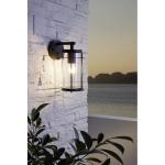 Valdeo Buitenwandlamp, 1 lichtpunt, wandlamp van verzinkt staal in zwart, transparant glas, E27-fitting, IP44