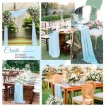 2er-Pack Chiffon-Tischläufer, 3 m lang, hellblauer Chiffon-Tischläufer, 71,1 x 304,8 cm, transparenter Chiffon-Tischläufer für rustikale romantische Hochzeit/Brautparty/Party-D