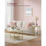 Salontafel, woonkamertafel, banktafel, voor woonkamer, met glasplaat, veel opbergruimte, eenvoudige montage, moderne stijl, marmerwit-lichtgoud LCT072W59