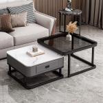 Moderner quadratischer Couchtisch aus goldfarbenem Glas, 2er-Set, mit Metallrahmen, Aufbewahrung, Couchtische für Wohnzimmer, einfache Montage, für Zuhause, Büro, Schlafzimmer